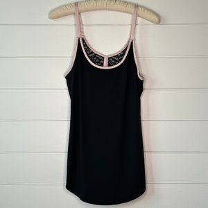 Victoria's Secret Black Lace Back Cami with Pink Satin Trim - Large